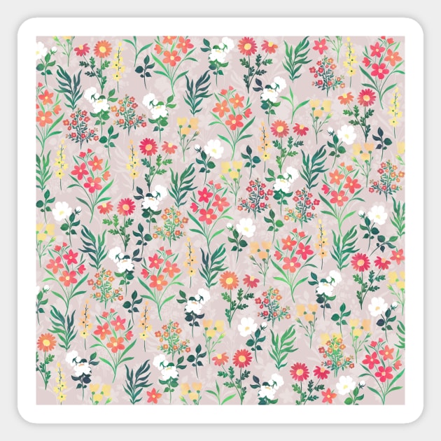 Pretty Watercolor Floral Botanical Pattern Sticker by NdesignTrend